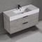 Grey Oak Bathroom Vanity With Marble Design Sink, Wall Mounted, 48